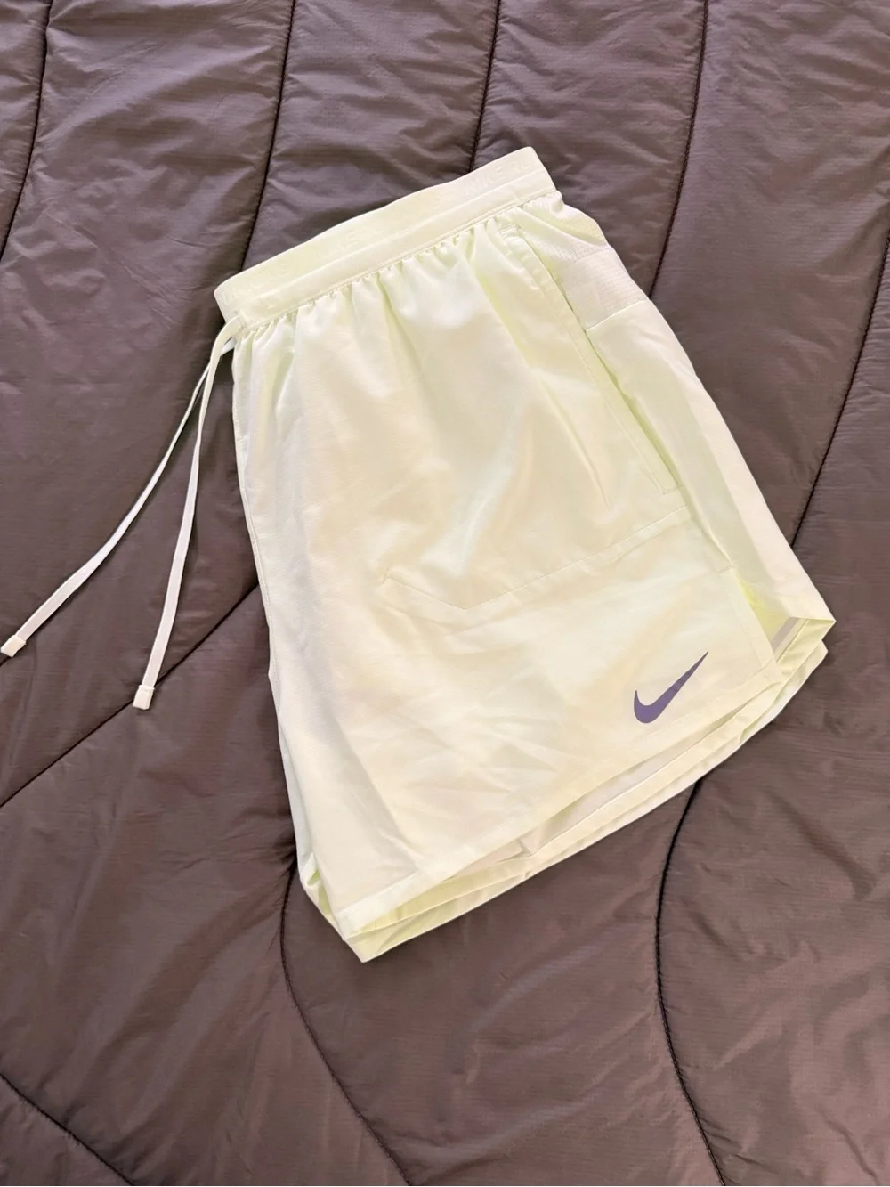 Nike Running Men’s Neon Lime Athletic Running Shorts with Reflective accents